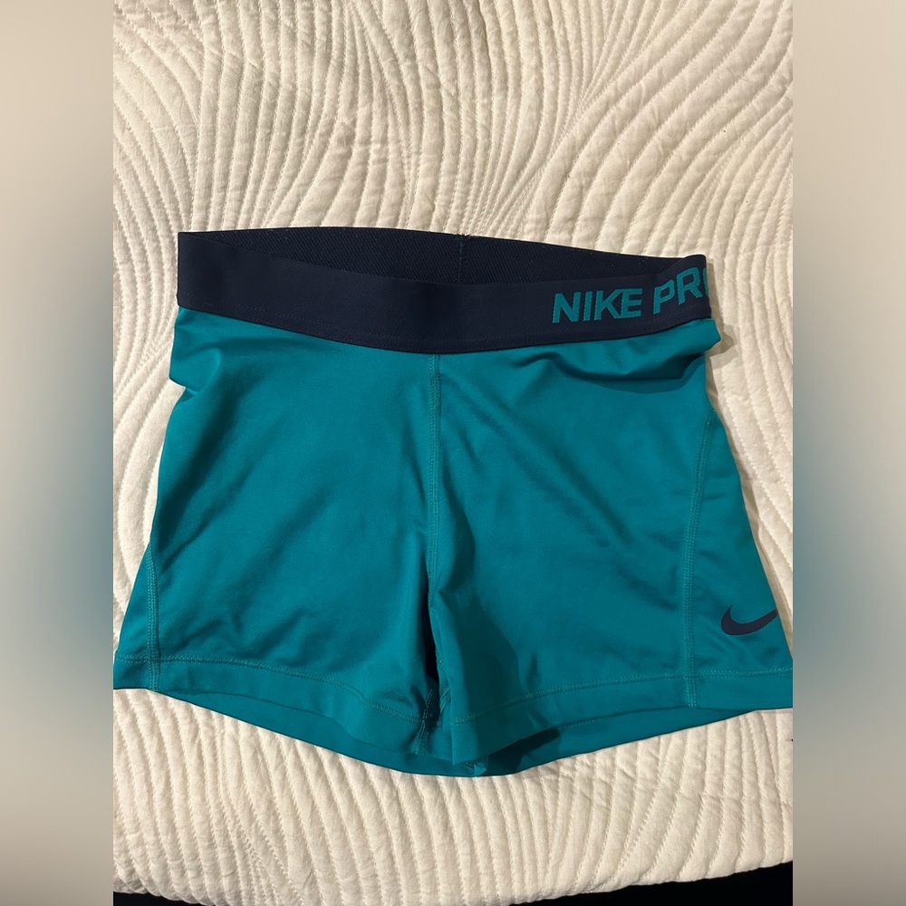 Teal Nike Pro Spandex Shorts